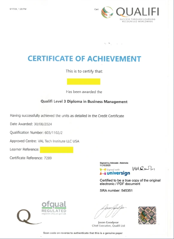 Certificate of achievement sample 1