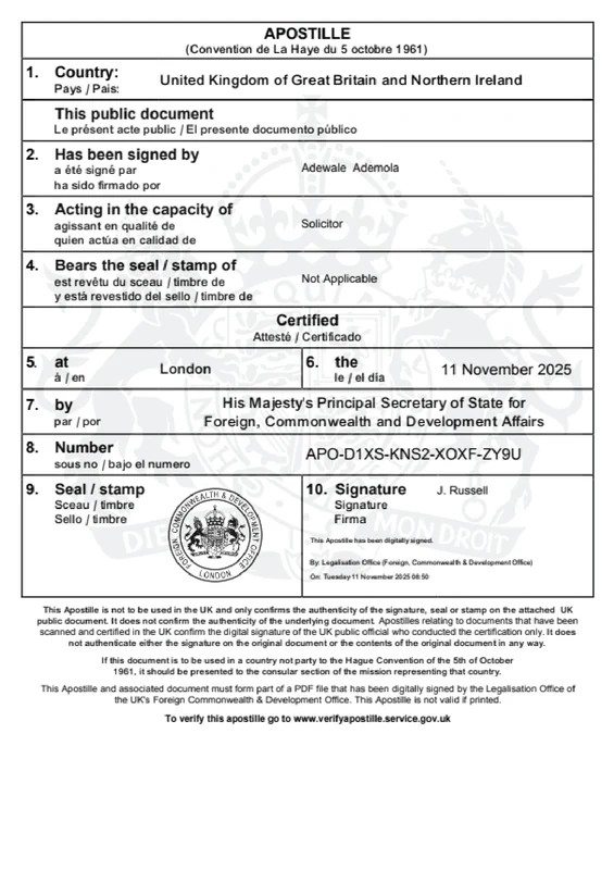 Apostille document sample 2
