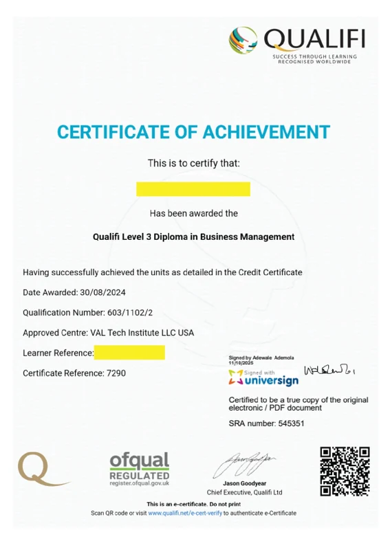 Certificate of achievement sample 2
