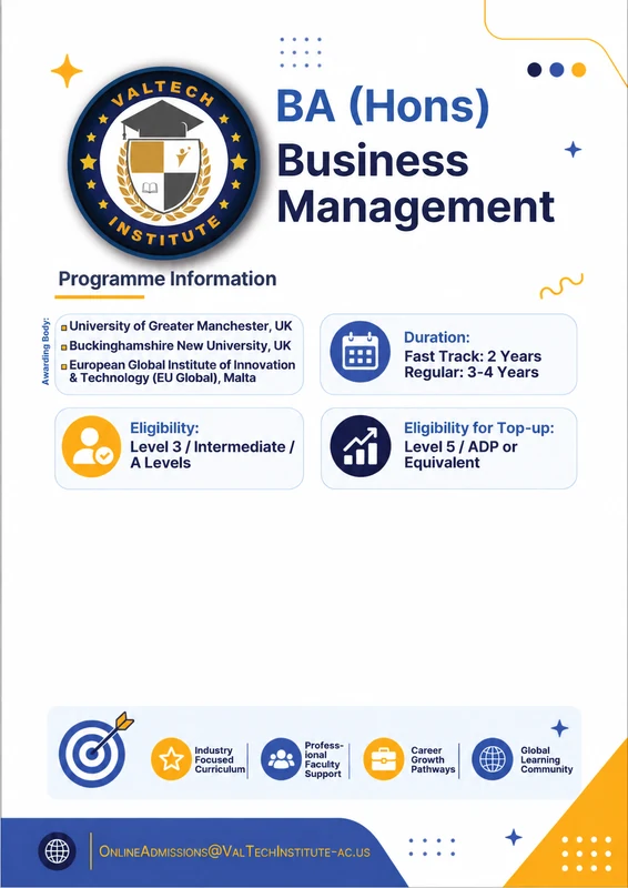 BA Hons Business Management from the Val Tech gallery
